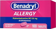 Benadryl Ultratabs Allergy Relief Medicine, 100ct, Cold & Allergy Symptoms