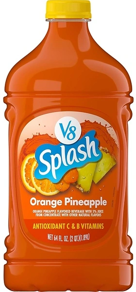 V8 Splash Orange Pineapple Flavored Juice Beverage, 64 FL OZ Bottle
