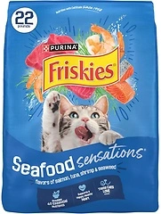 Purina Friskies Dry Cat Food Seafood Sensations, Salmon, Tuna, Shrimp, 22 lb. Bag