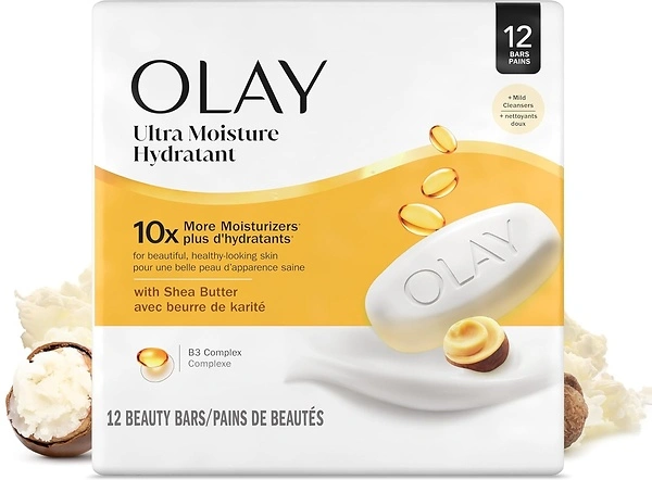 Olay Beauty Bar, Ultra Moisture, 10x More Moisturizers, 3.17 oz, 12 Bars