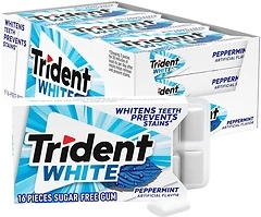 Trident White Peppermint Sugar Free Gum, 16 Count (Pack of 9)