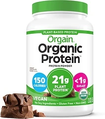 Orgain Organic Vegan Protein Powder, Creamy Chocolate Fudge, 21g Protein, 2.03 lb