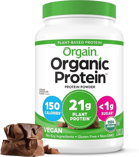 Orgain Organic Vegan Protein Powder, Creamy Chocolate Fudge, 21g Protein, 2.03 lb