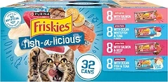 Purina Friskies Wet Cat Food Variety Pack, Fish-A-Licious, 32 Cans, 5.5 oz.