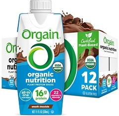 Orgain Organic Protein Shake, Smooth Chocolate - 16g Protein, 11 Fl Oz, 12 Pack