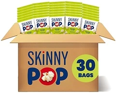 SkinnyPop Original Popcorn, Snack Size Bags, Gluten Free, 0.65 oz, 30 Pack