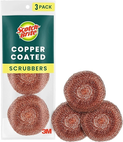 Scotch-Brite Copper Coated Scrubbing Scour Pads, 3 Scouring Scrubber Pads