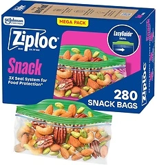 Ziploc Snack Bags, Small Plastic Storage Bags with Grip 'N Seal, 280 Bags Total