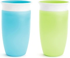 Munchkin Miracle 360 Toddler Sippy Cup, Spill Proof, 10 Ounce, 2 Pack, Green/Blue