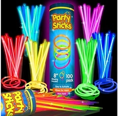 PartySticks Glow Sticks, 100pk - 8 Inch Glow in the Dark Party Favors