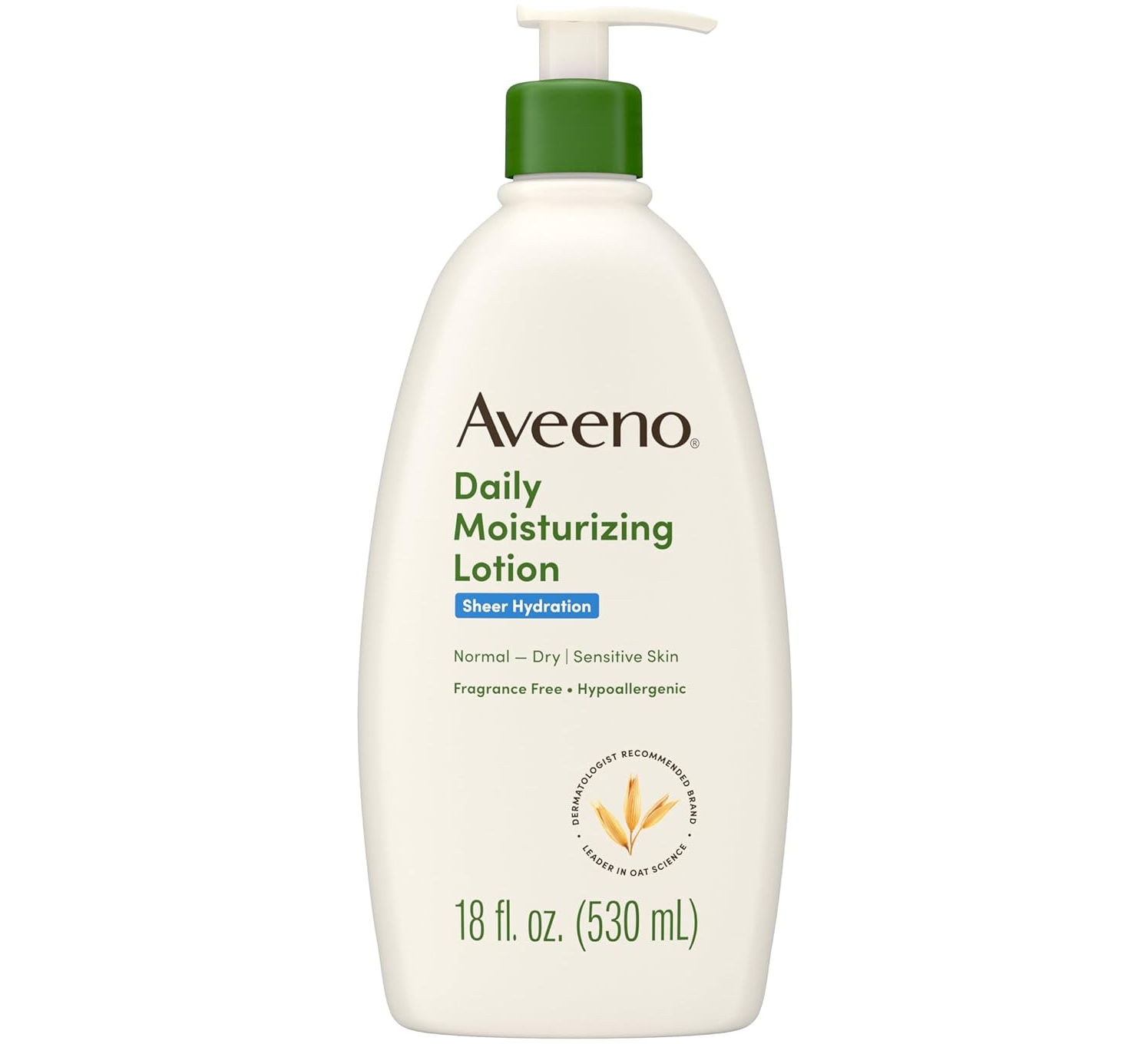 Aveeno Sheer Hydration Fragrance-Free Lotion, Prebiotic Oat, 18 fl. oz