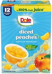 Dole Diced Peaches in 100% Juice - Fruit Bowls Snacks, 4 oz, 12 Pack