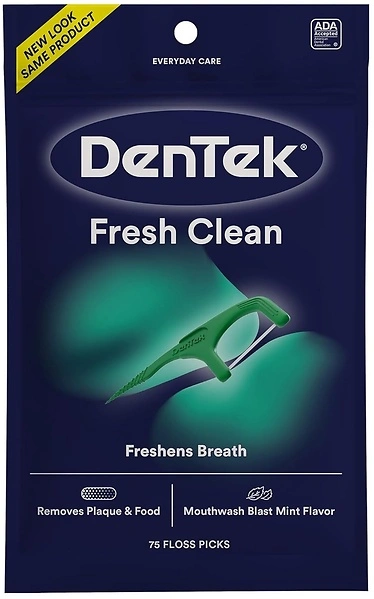 DenTek Fresh Clean Floss Picks, For Extra Tight Teeth, 75 Count