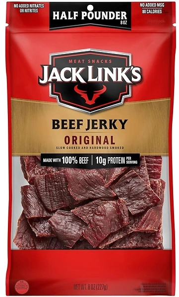 Jack Link's Beef Jerky, Original, 1/2 Pounder Bag, 10g Protein, 80 Calories, 8oz