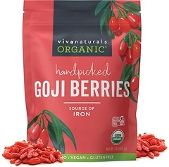 Viva Naturals Organic Dried Goji Berries, 1 lb (454 g) – Non-GMO, Vegan