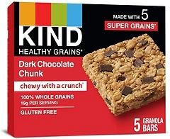 KIND HEALTHY GRAINS Dark Chocolate Chunk Bars, Gluten Free Bars, 1.2 OZ Bars (40 Count)