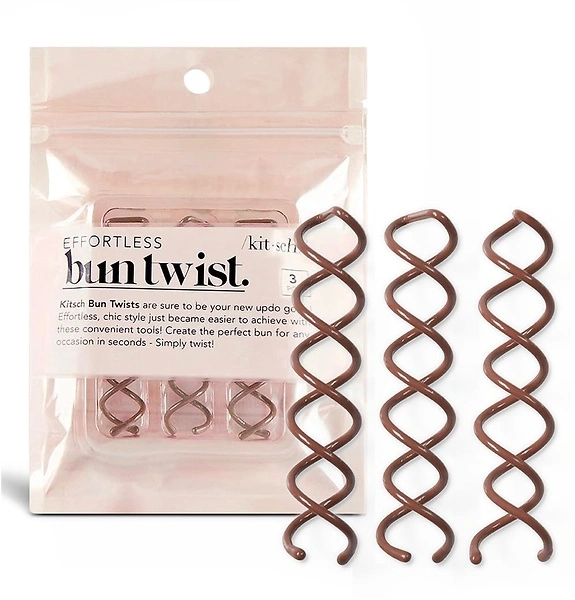 Kitsch Spiral Bobby Pins for Hair Bun Maker, 3 Pcs, Brown