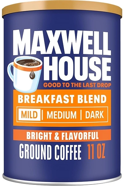 Maxwell House Breakfast Blend Ground Coffee, Light Roast, 11 Ounce Canister