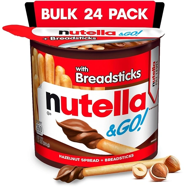Nutella & GO! Hazelnut and Cocoa Spread with Breadsticks, Snack Cups, 24 Pack