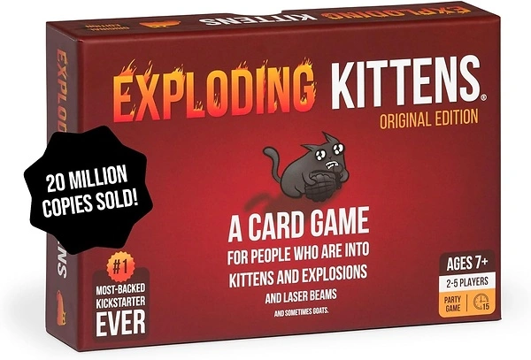 Exploding Kittens Original Edition, Funny Card Game for Family, 56 Cards, 2-5 Players