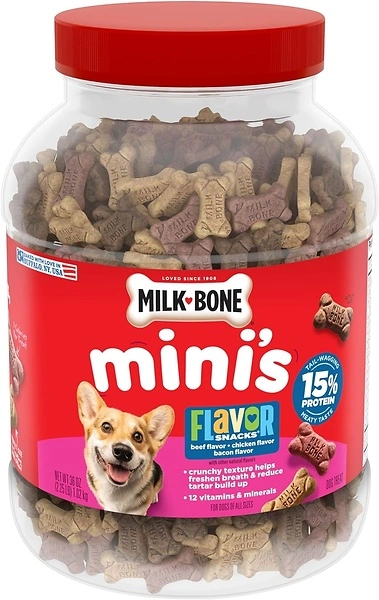 Milk-Bone Mini's Flavor Snacks Dog Treats, 36 Ounce, Crunchy Texture