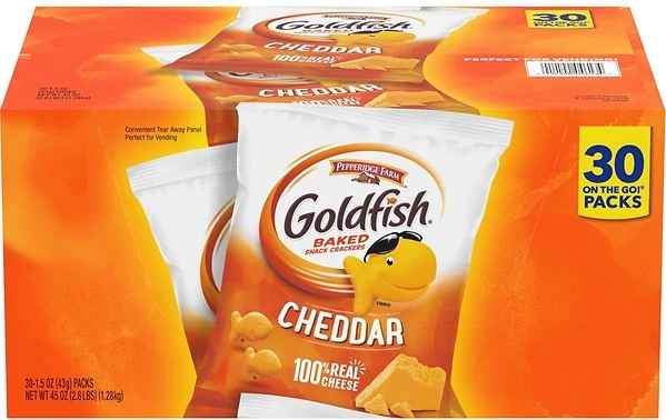 Pepperidge Farm Goldfish Cheddar Crackers, 1.5 oz. Snack Packs, 30 Count