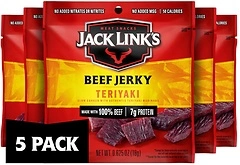 Jack Link's Beef Jerky, Teriyaki, 0.625 Oz Bags, 5 Count, 7g Protein