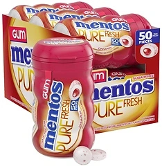 Mentos Pure Fresh Sugar-Free Chewing Gum with Xylitol, Cinnamon, 50 Pieces, 6 Pack