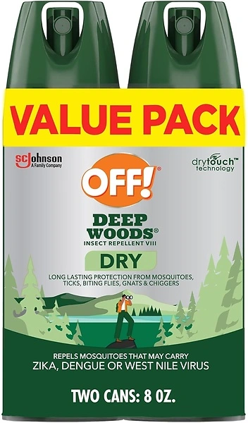 OFF! Deep Woods Insect Repellent Aerosol, Dry, Non-Greasy, 4 Oz, 2 Count