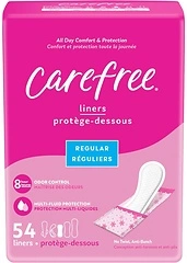 Carefree Panty Liners, Regular, Unscented, 54ct, Daily Liners for Women