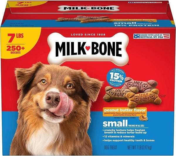 Milk-Bone Peanut Butter Dog Treats for Small Dogs, 7 lb, Crunchy Texture