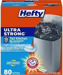 Hefty Ultra Strong 13 Gallon Trash Bags, Drawstring, 80 Bags, Clean Burst Scent