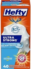 Hefty Ultra Strong Tall Kitchen Trash Bags, Clean Burst Scent, 13 Gallon, 40 Count