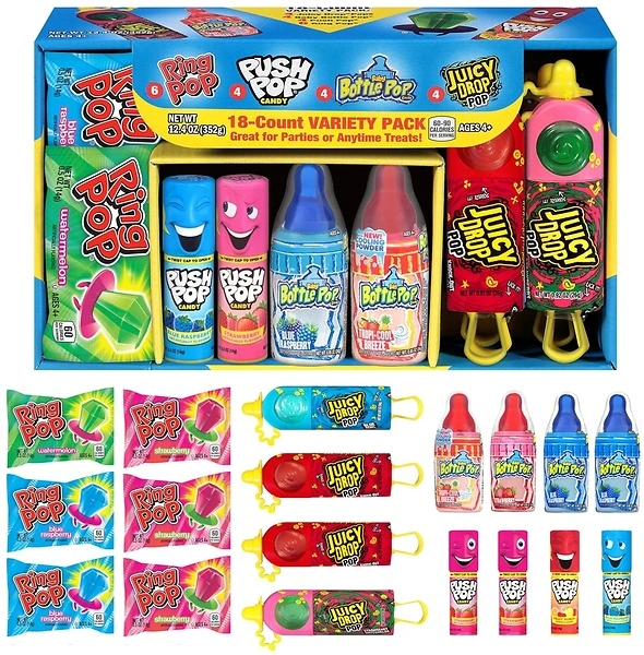 Bazooka Easter Candy Variety Pack, 18 Ct Assorted Candy Lollipops, Bulk