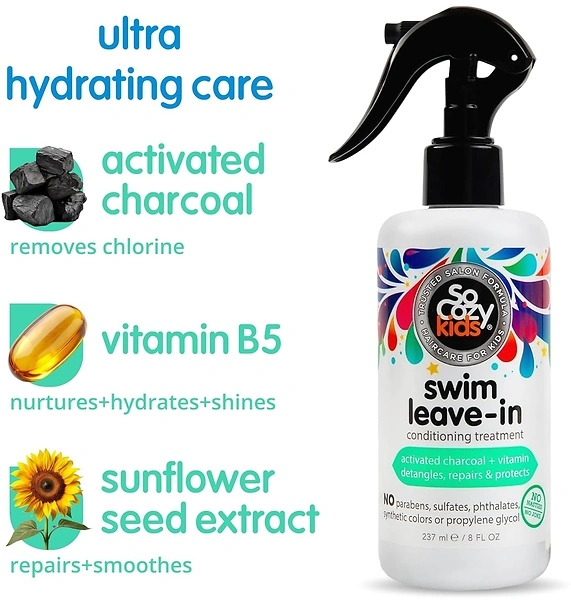 SoCozy Swim Leave In Conditioner Spray for Kids, 8 Fl Oz, Protects & Repairs