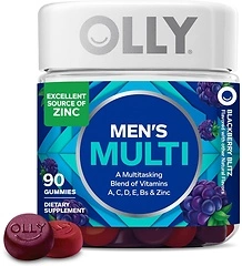 OLLY Men's Multivitamin Gummy, Vitamins A, C, D, E, B, Zinc, 90 Count