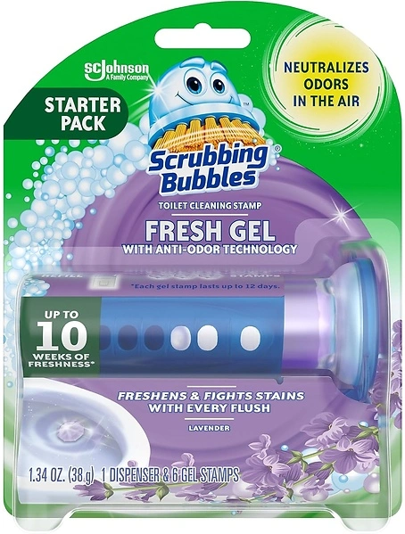 Scrubbing Bubbles Toilet Gel Stamps, Lavender Scent, 1 Dispenser with 6 Stamps