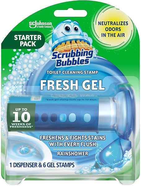 Scrubbing Bubbles Toilet Gel Stamps, Fresh Cleaning Stamps, Rainshower Scent, 6 Count