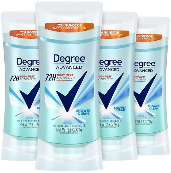 Degree Antiperspirant 48 Hour Protection Shower Clean Deodorant for Women, 4 Count