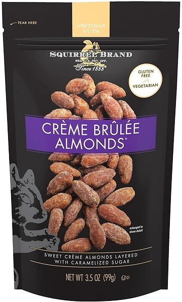 SQUIRREL BRAND Creme Brulee Almonds, 3.5 OZ Resealable Bag