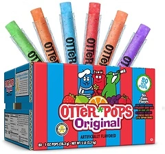 Otter Pops Freezer Bars, Fat Free Ice Pops, Original Flavors (80ct - 1oz bars)