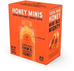 Nate's Honey Minis - 100% Pure, Raw & Unfiltered Honey, 0.49oz Packets, 20ct box