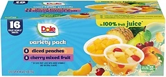 Dole Fruit Bowls, Peaches and Cherry Mixed Fruit, 4oz, 16 Cups