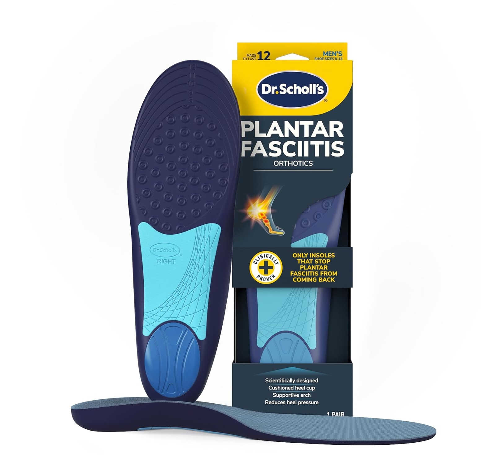 Dr. Scholl's Plantar Fasciitis Relief Insoles, Women's Size 6-10, 1 Pair