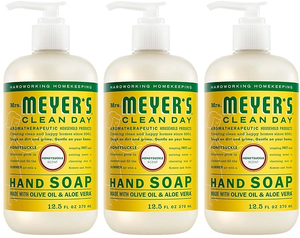 MRS. MEYER'S CLEAN DAY Hand Soap, Essential Oils, Honeysuckle, 12.5 fl. oz, 3 Pack