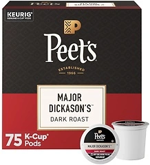 Peet's Coffee, Dark Roast K-Cup Pods - Major Dickason's Blend, 75 Pods