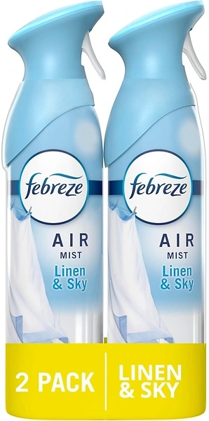 Febreze Air Freshener Spray, Linen & Sky, Odor Eliminator, 8.8 Oz, 2 Count