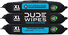 DUDE Wipes Flushable Wipes, 3 Pack, 144 Wipes - Unscented Extra-Large