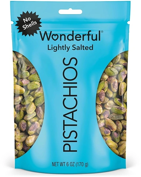 Wonderful Pistachios No Shells, Lightly Salted, 6 oz, Gluten-Free Protein Snacks