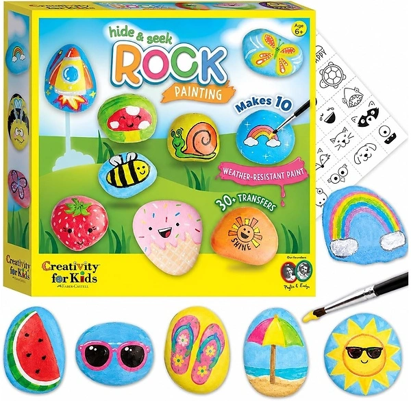 Creativity For Kids Hide and Seek Rock Painting Kit, Arts and Crafts for Kids 6-8+